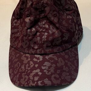 Women's Athleta Burgundy Leopard Fleece Lined Baseball Cap
